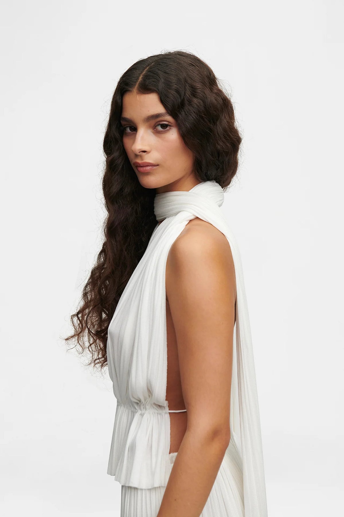 Silk Tulle Scarf | White