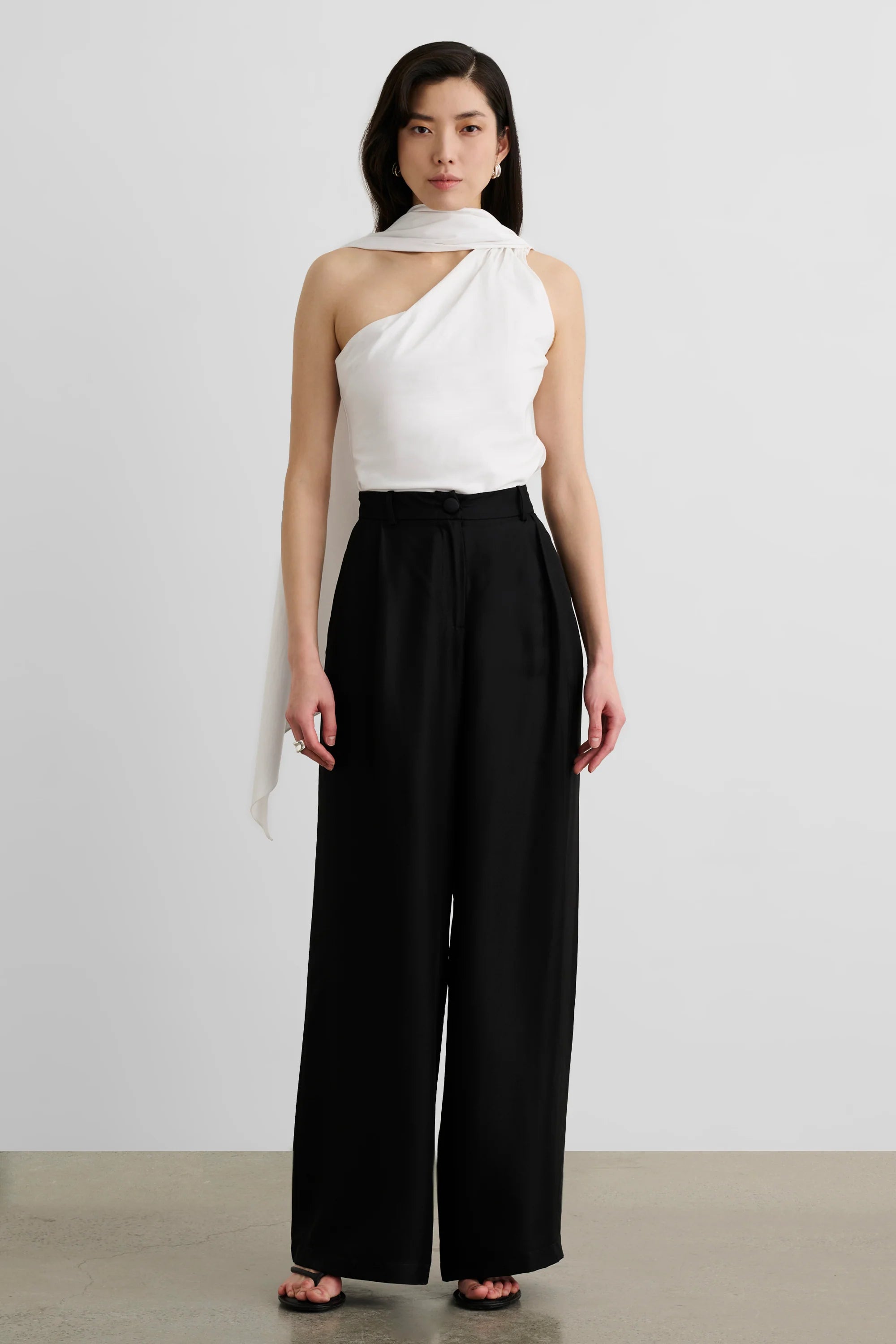 Solara Silk Pleated Wide Leg Trouser