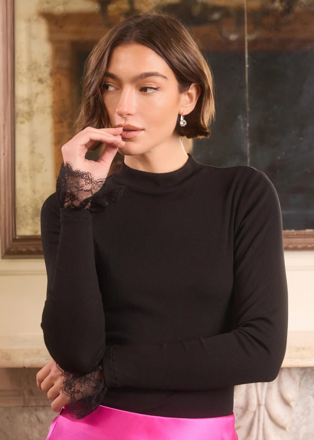 Cordelia Rib Knit Top | Black