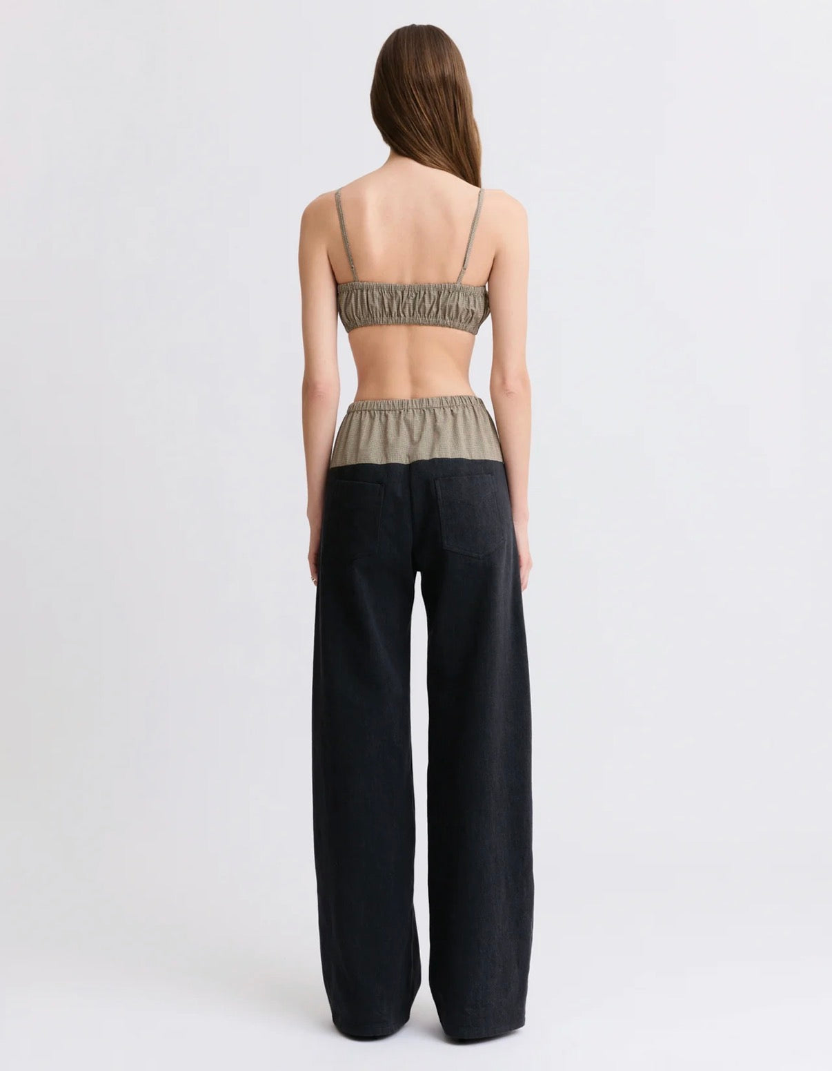 Drawstring Black Denim Combo Pant