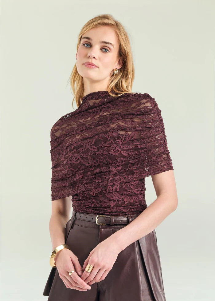Kelsey Laila Lace Top | Bordeaux
