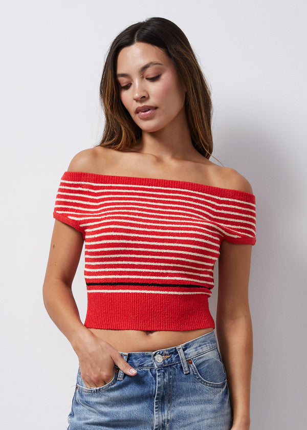 Monrow Off the Shoulder Boucle Top