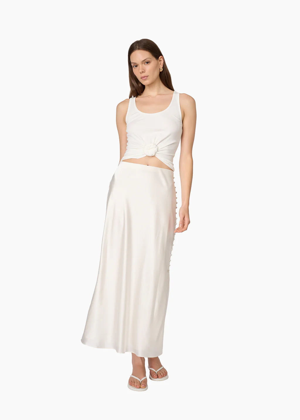 Yasmeen Rib Knit Top | White