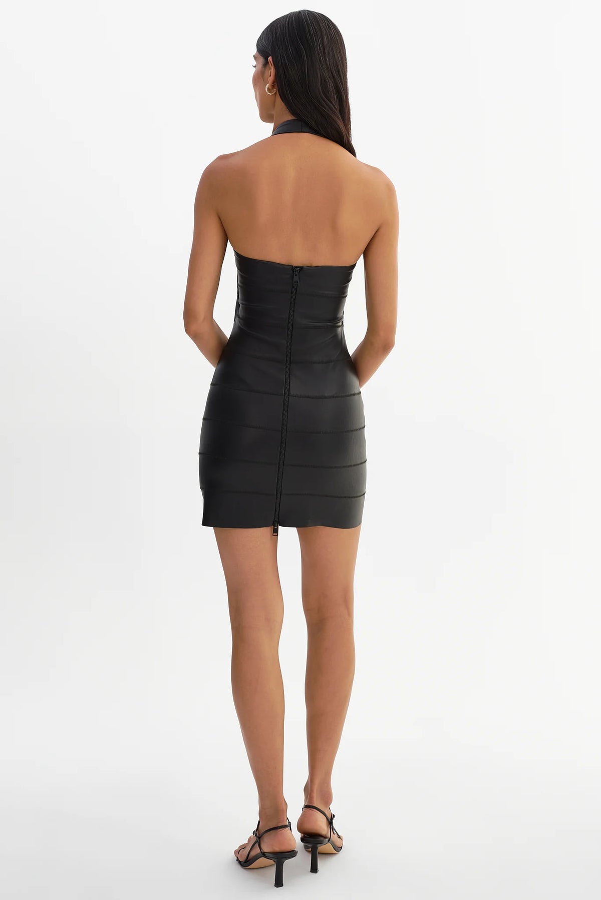 Tia Ariana Stretch Leather Bandage Dress | Black