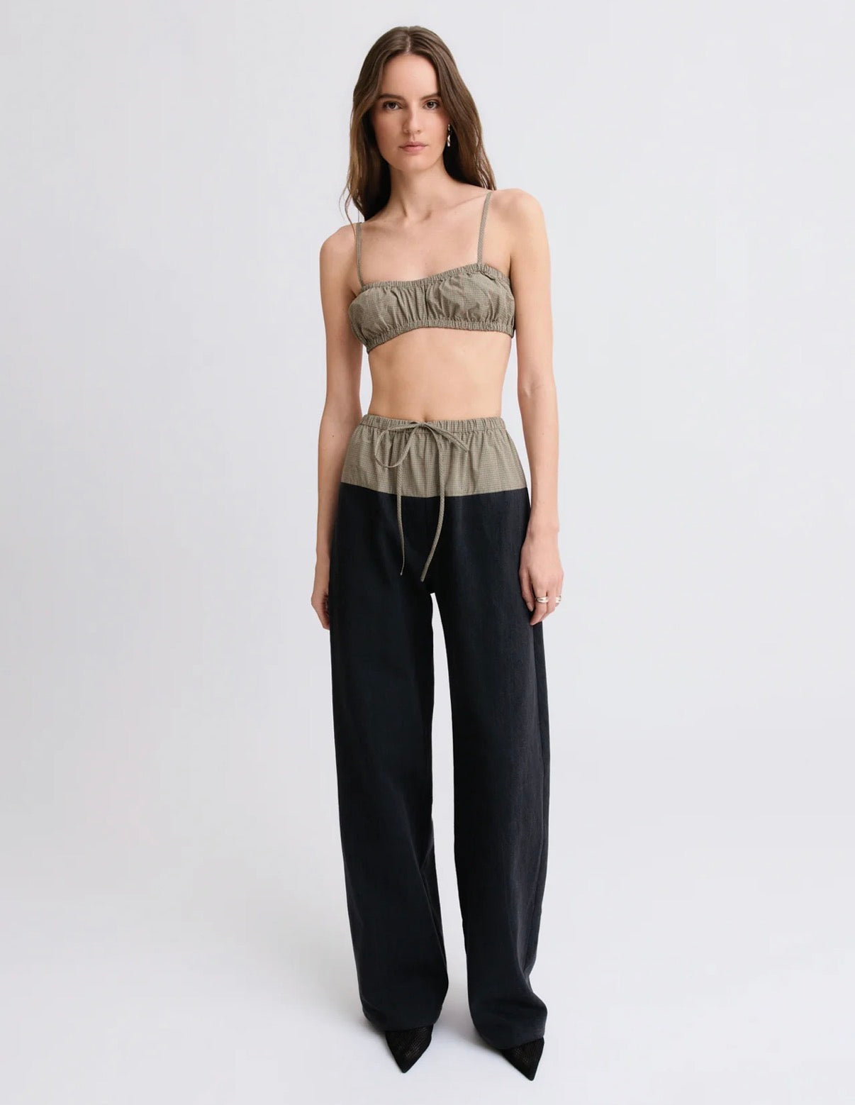 Drawstring Black Denim Combo Pant