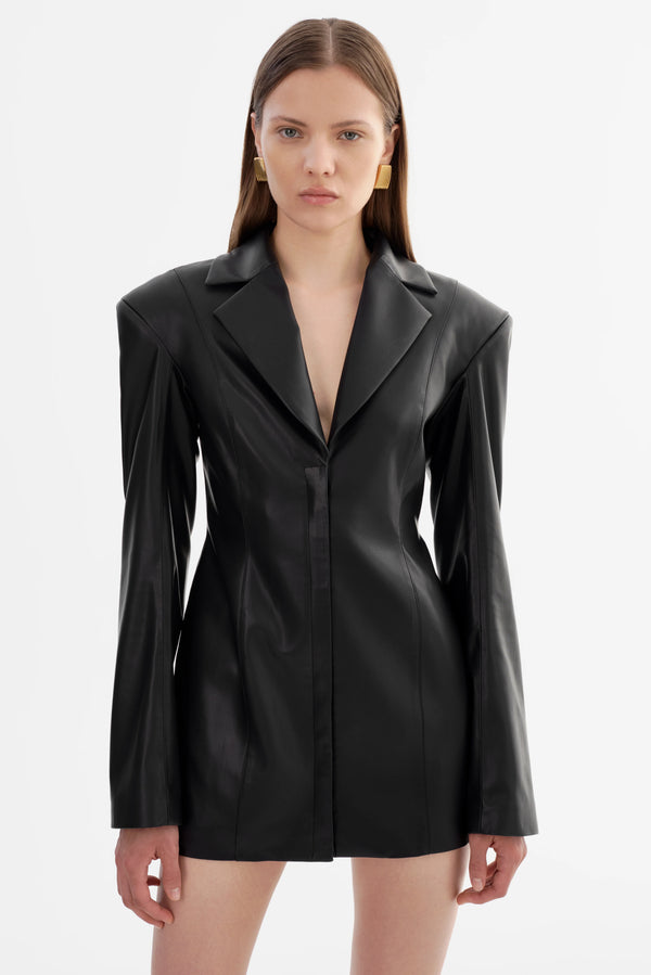 LaMarque Bendetta Faux Leather Blazer Dress