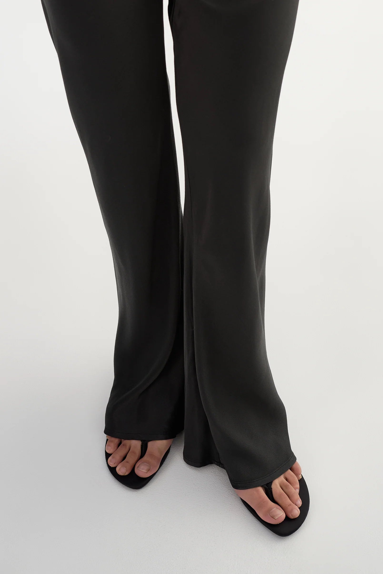 Emile Bias Cut Pull-on Satin Pants | Black
