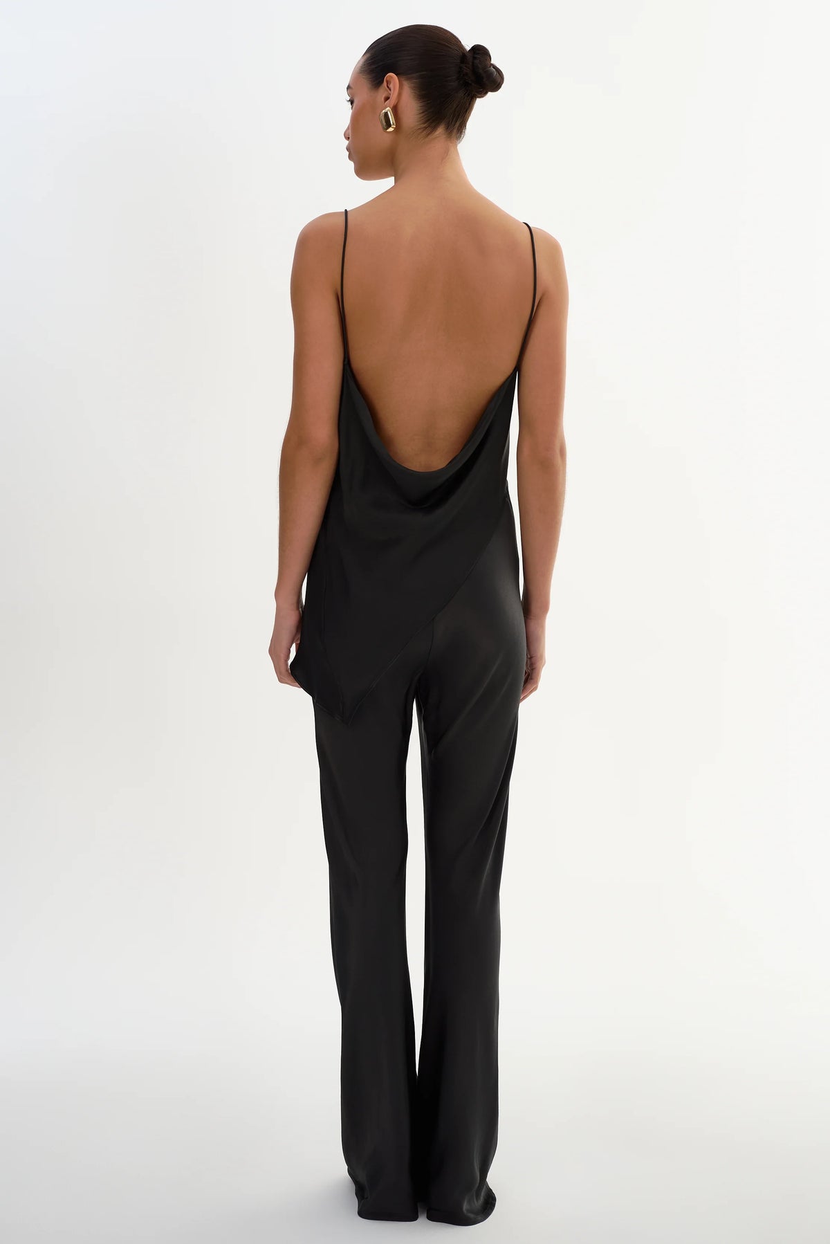 Emile Bias Cut Pull-on Satin Pants | Black