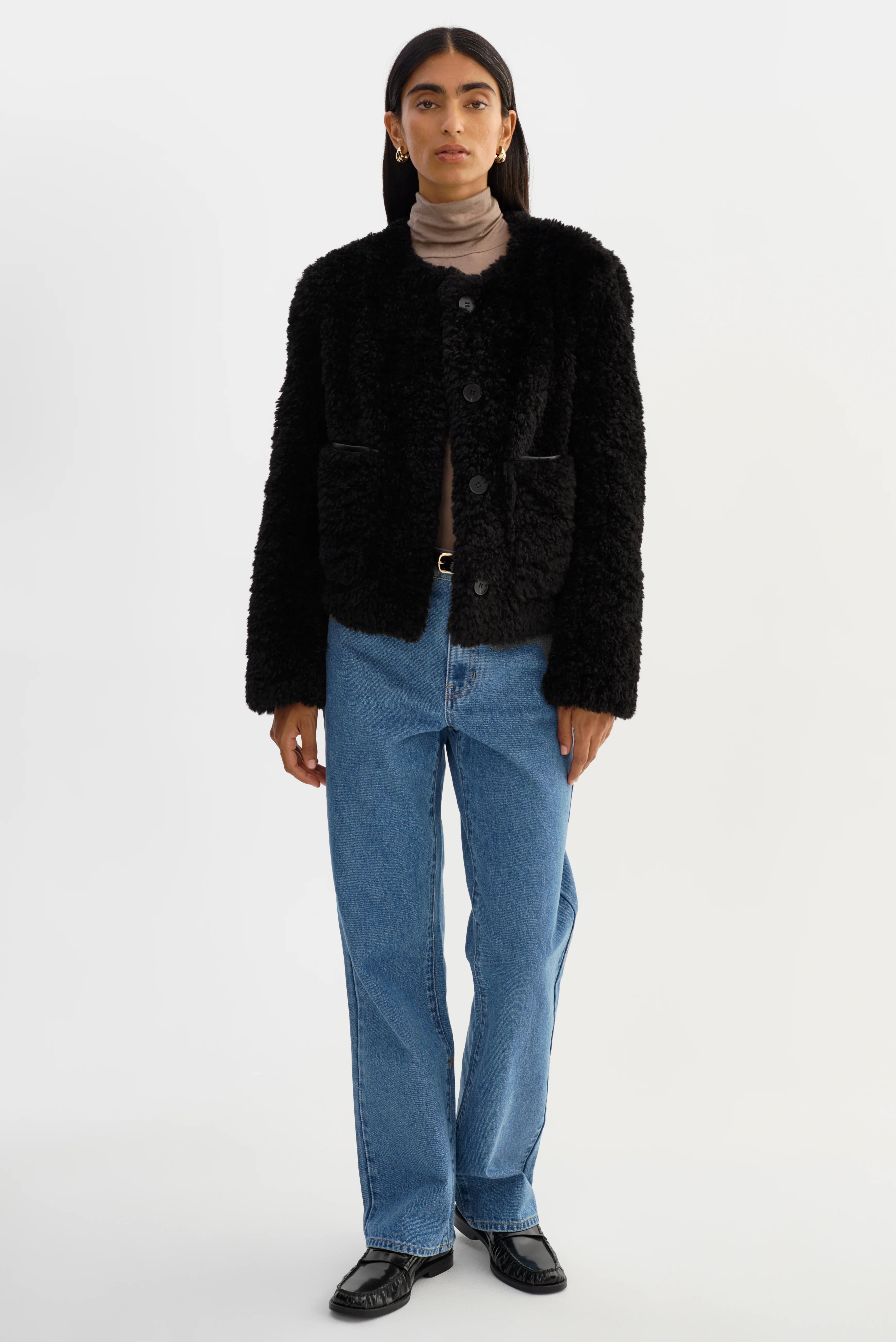 Emilia Sherpa Jacket | Black