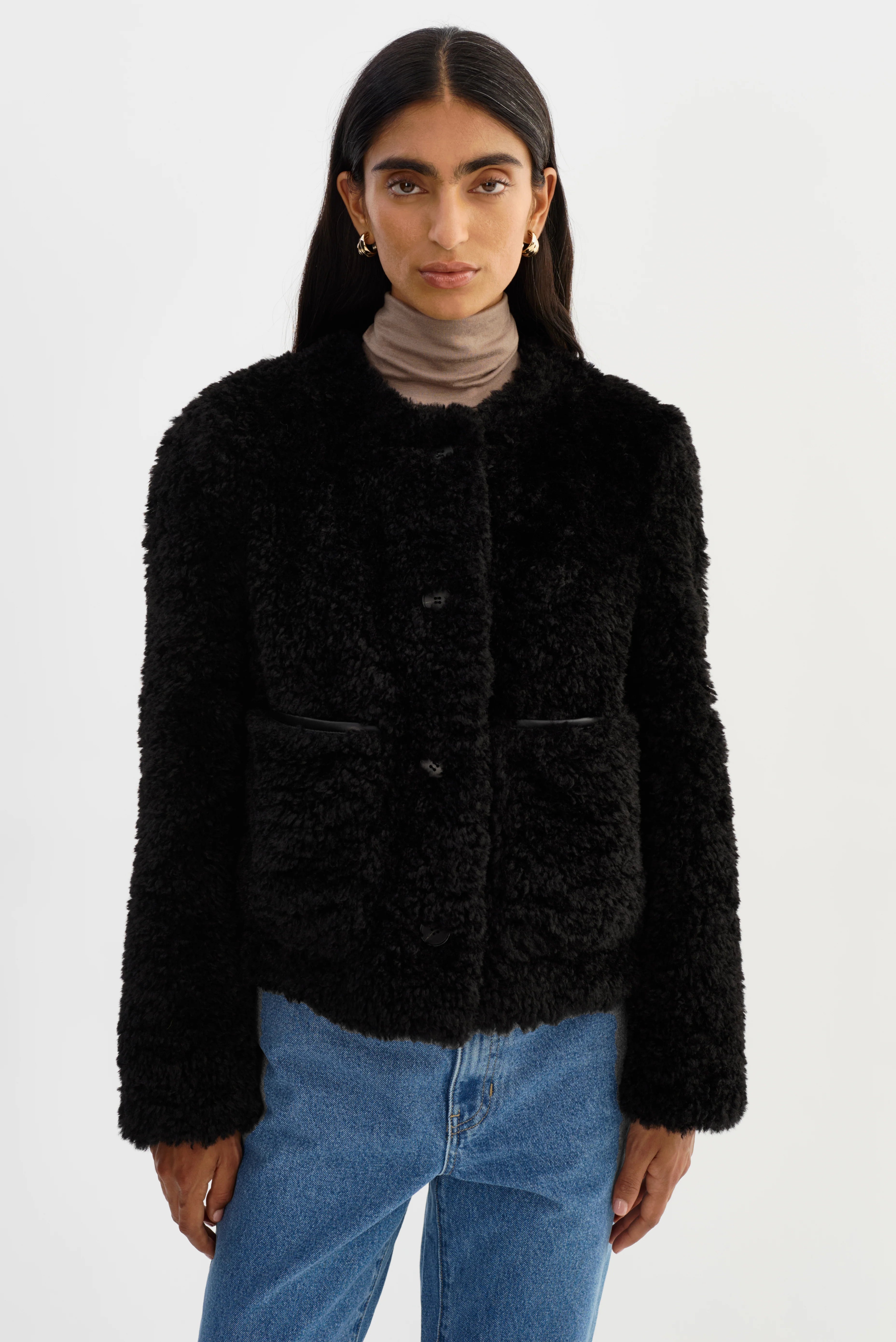 Emilia Sherpa Jacket | Black