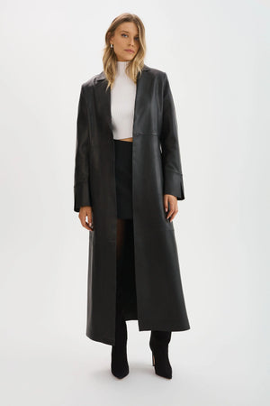 LaMarque Evanna Leather Maxi Coat | Black