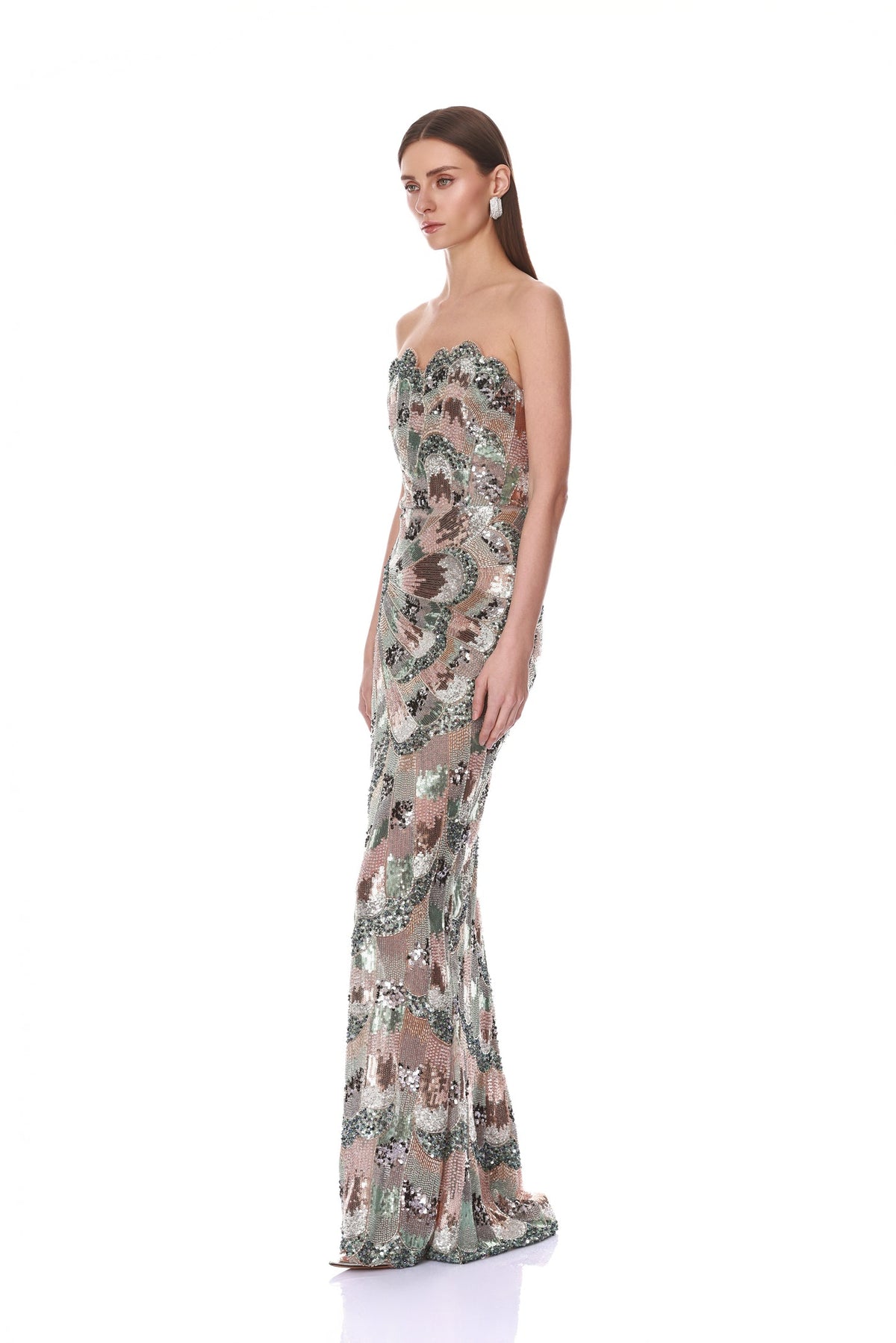 Strapless Embellished Maxi Dress