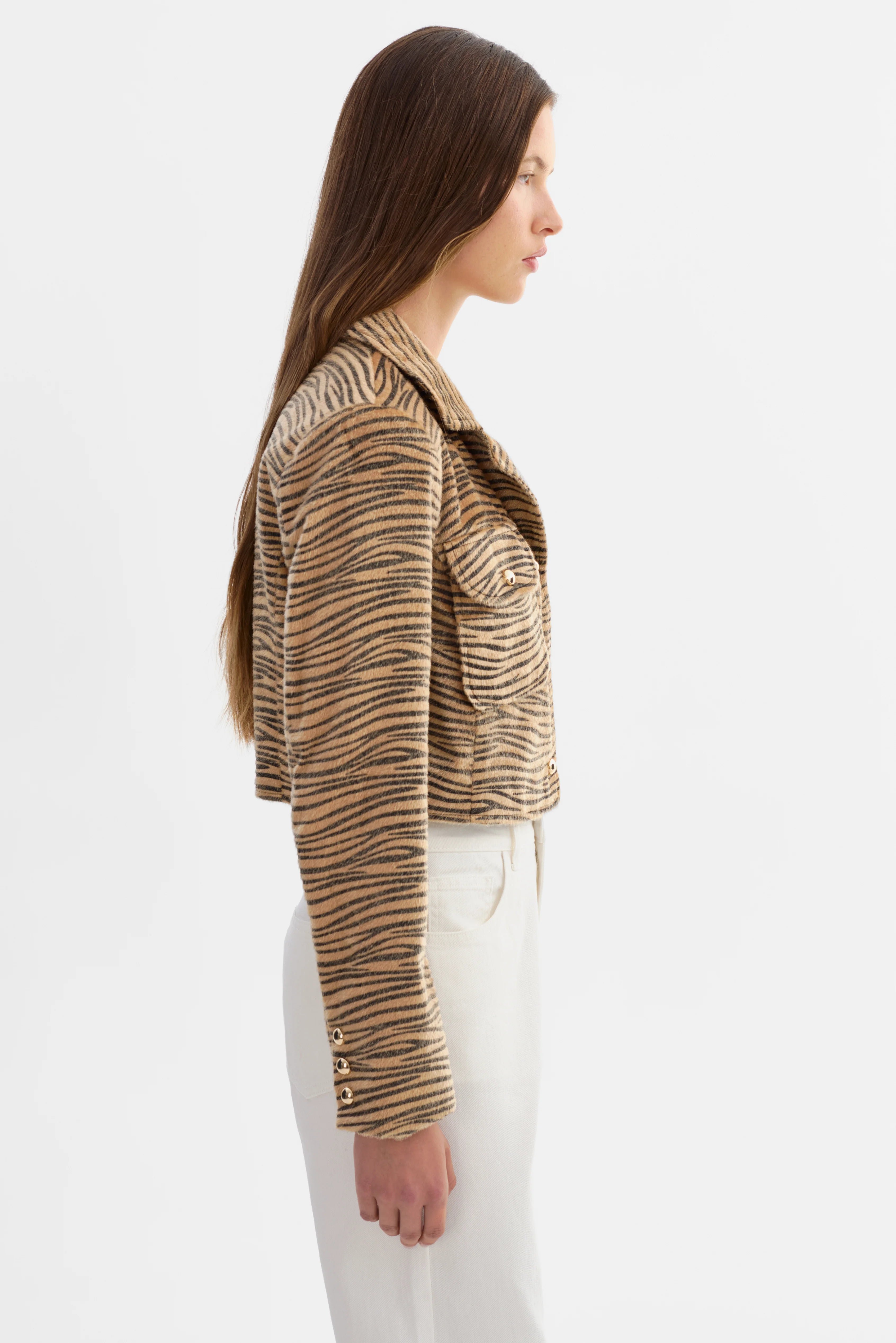 Jaylee Tiger Print Faux Hair Jacket
