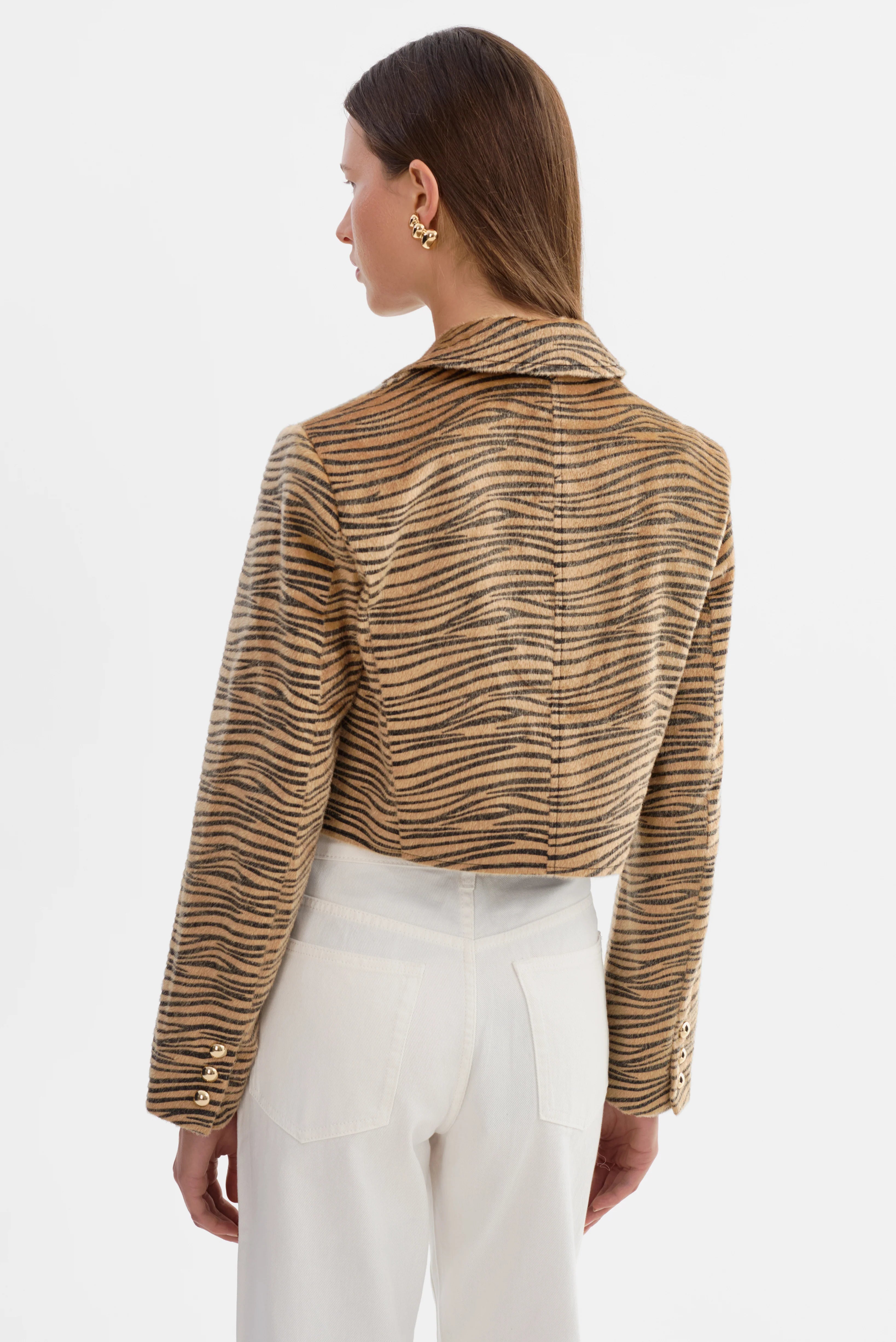 Jaylee Tiger Print Faux Hair Jacket