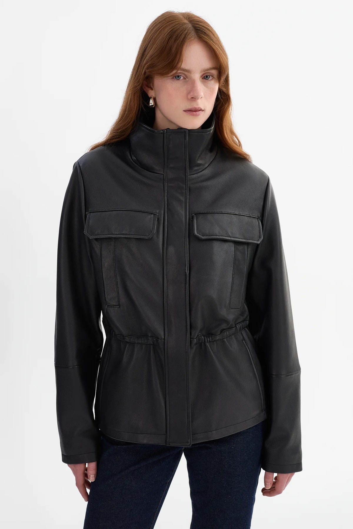 Jules Leather Anorak Jacket | Black