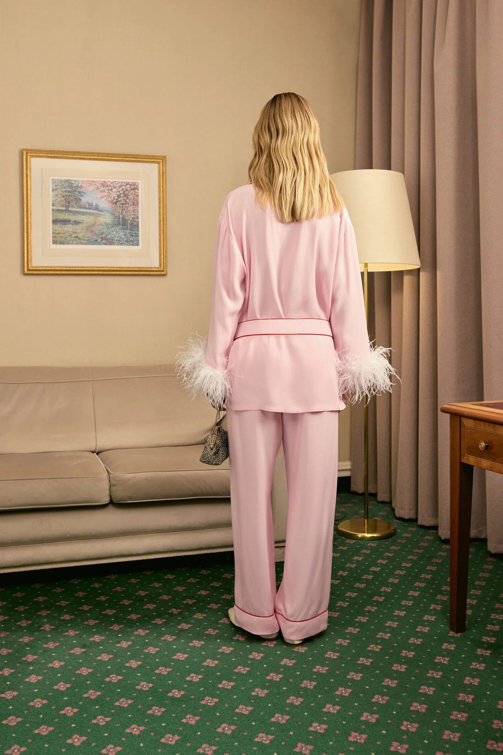 Miss Cat Belted Set with Detachable Feathers | Pink