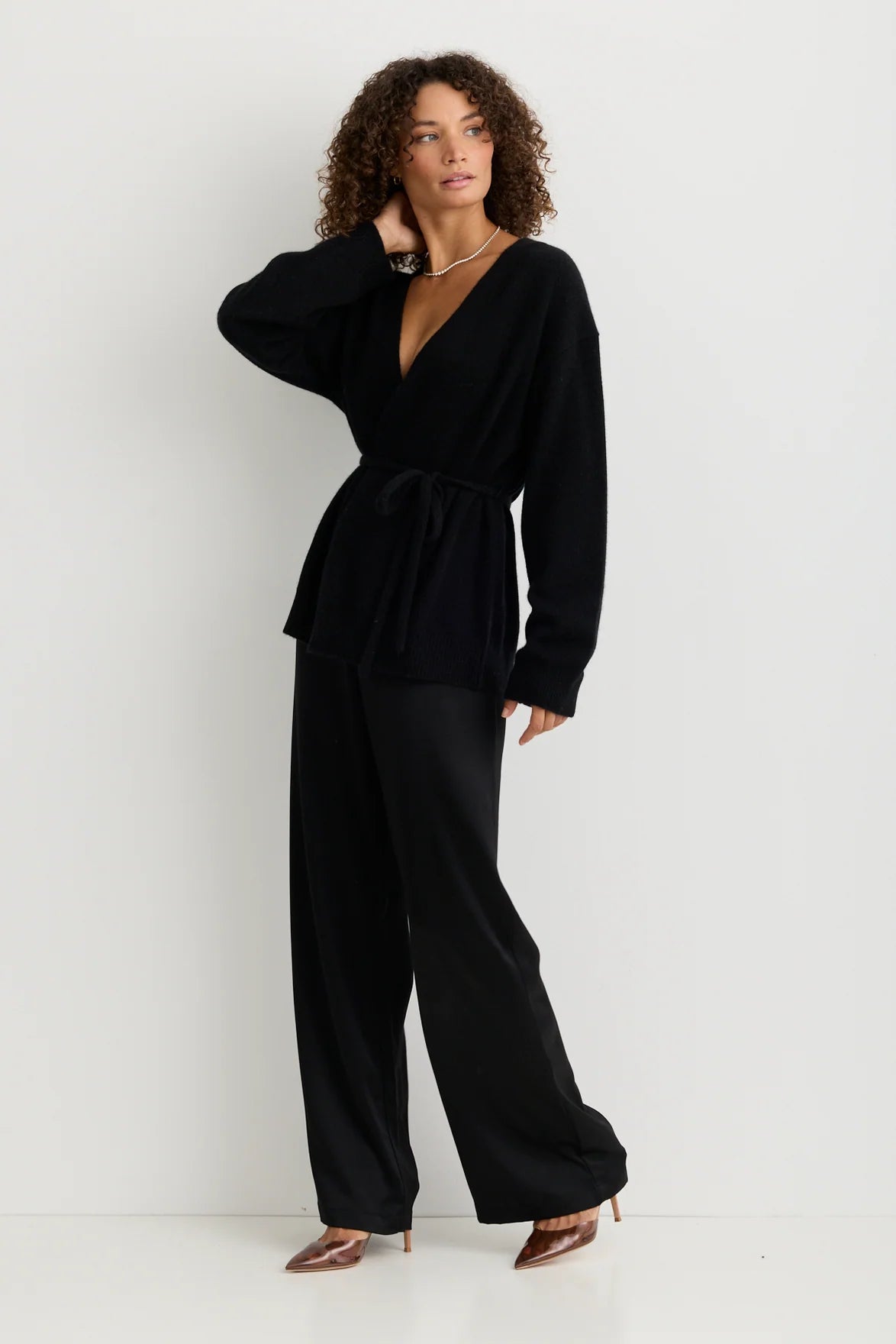 Katie Cashmere Wrap Cardigan | Black