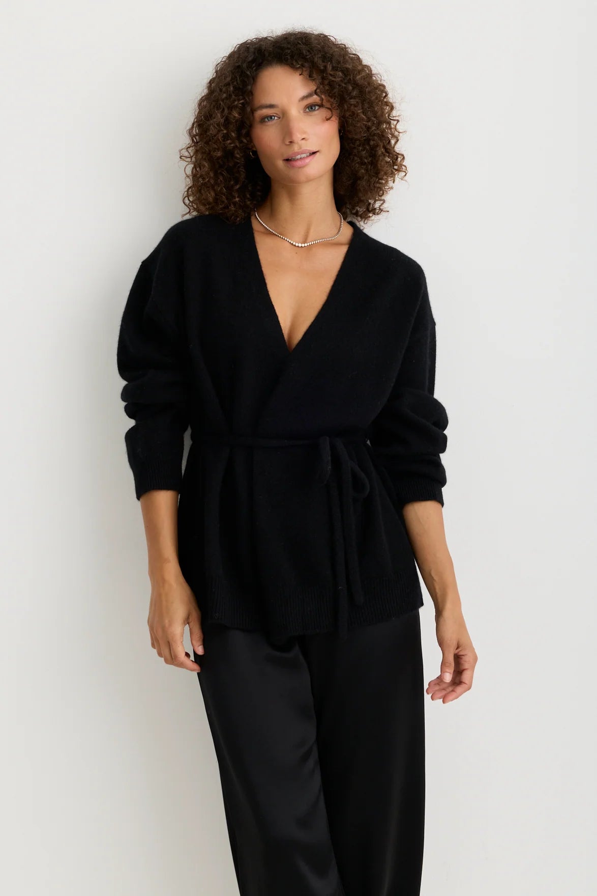 Katie Cashmere Wrap Cardigan | Black