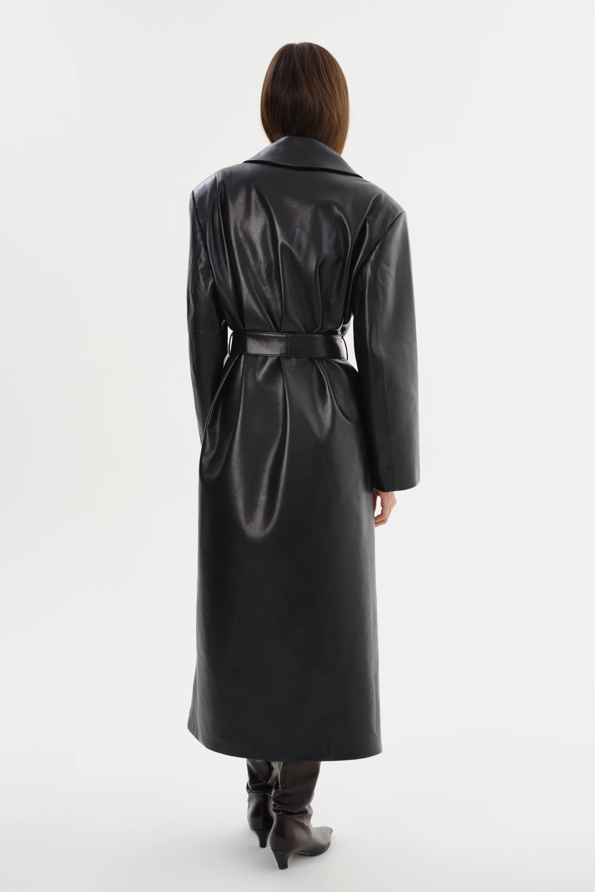 Sarita Recycled Leather Maxi Coat | Black
