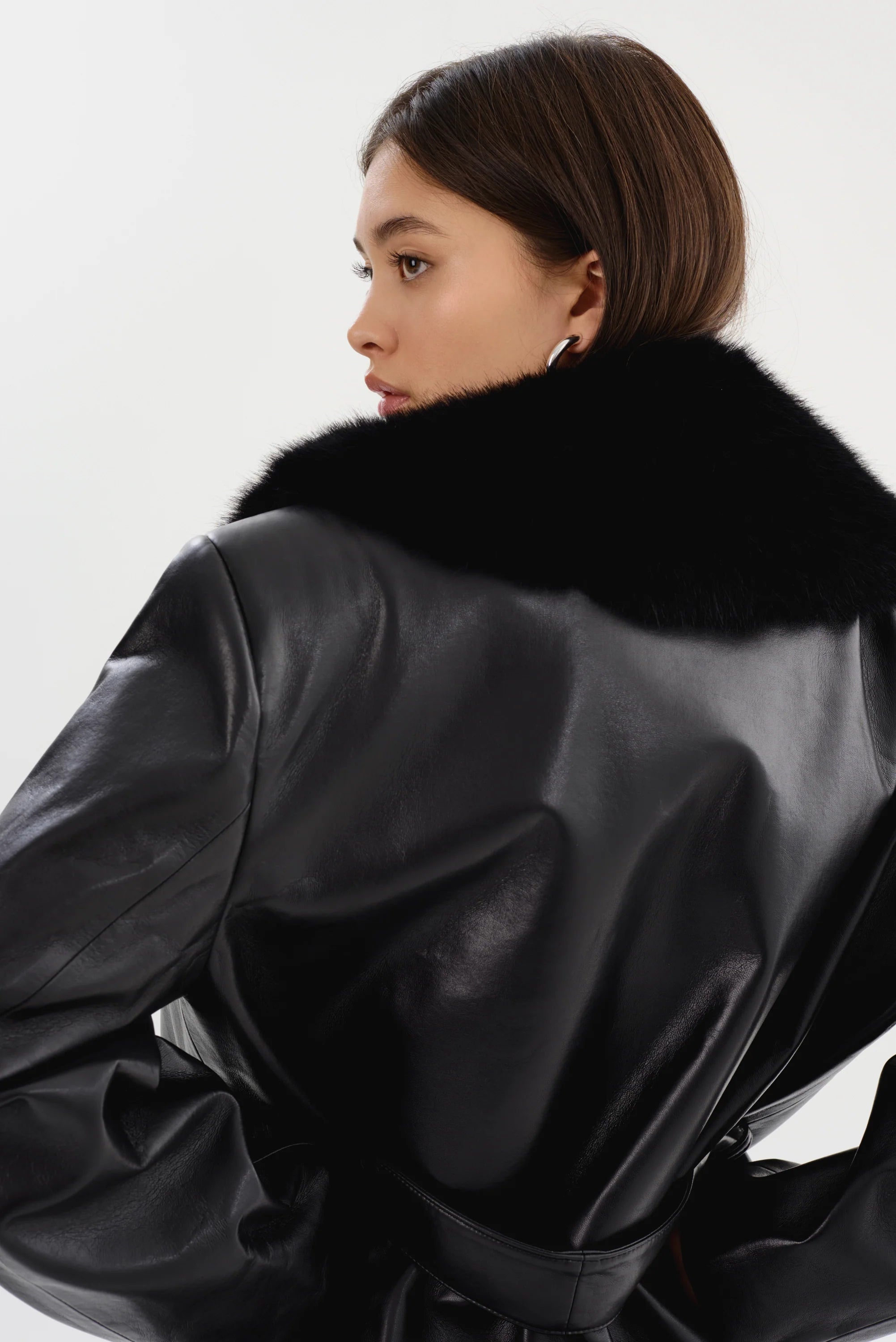 Sarita Recycled Leather Maxi Coat | Black