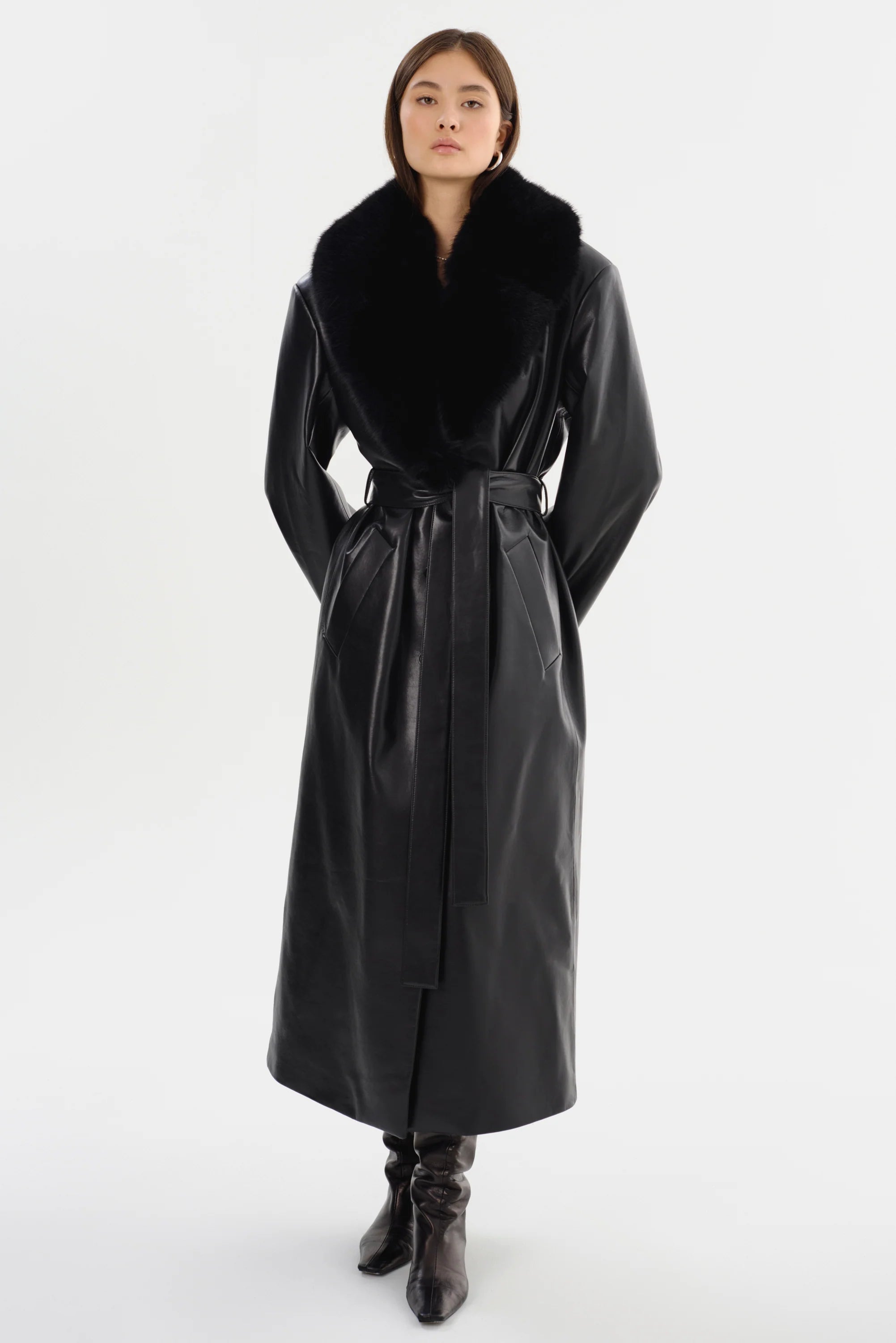 Sarita Recycled Leather Maxi Coat | Black