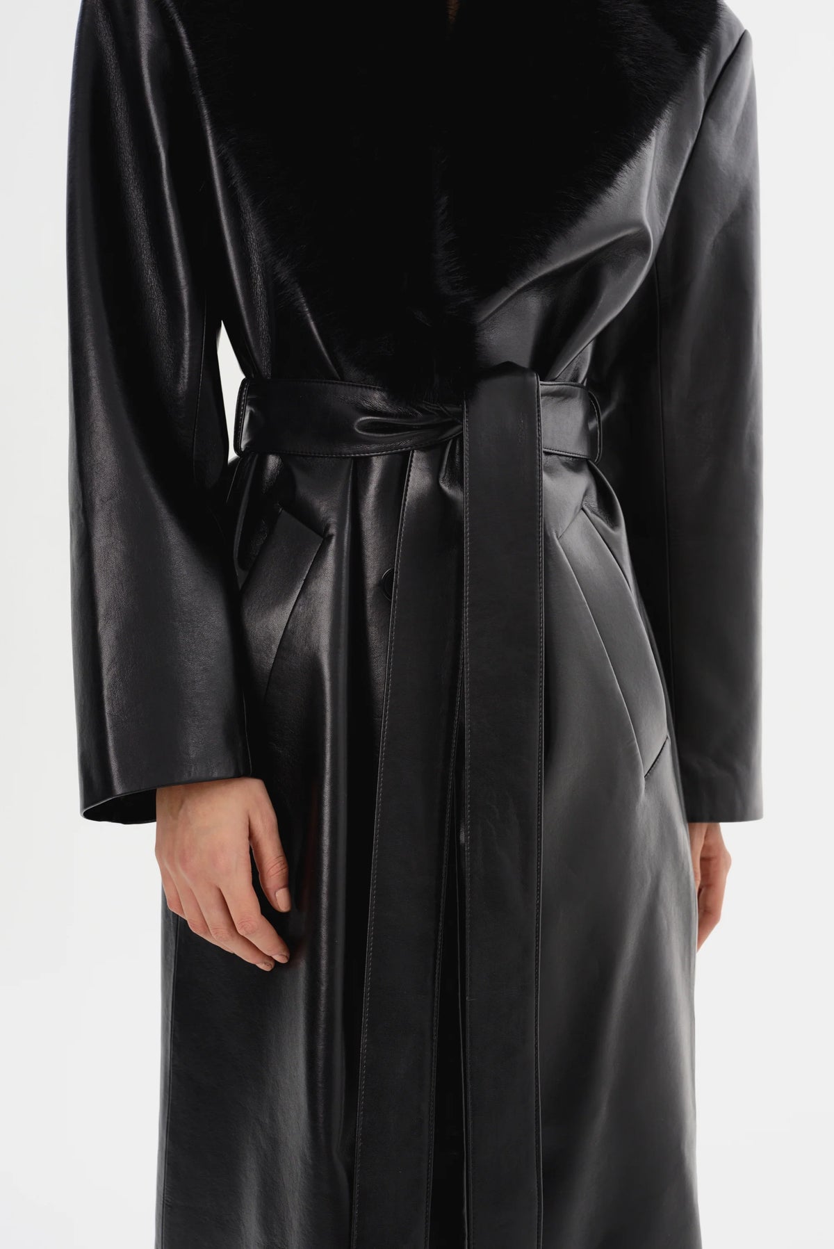 Sarita Recycled Leather Maxi Coat | Black