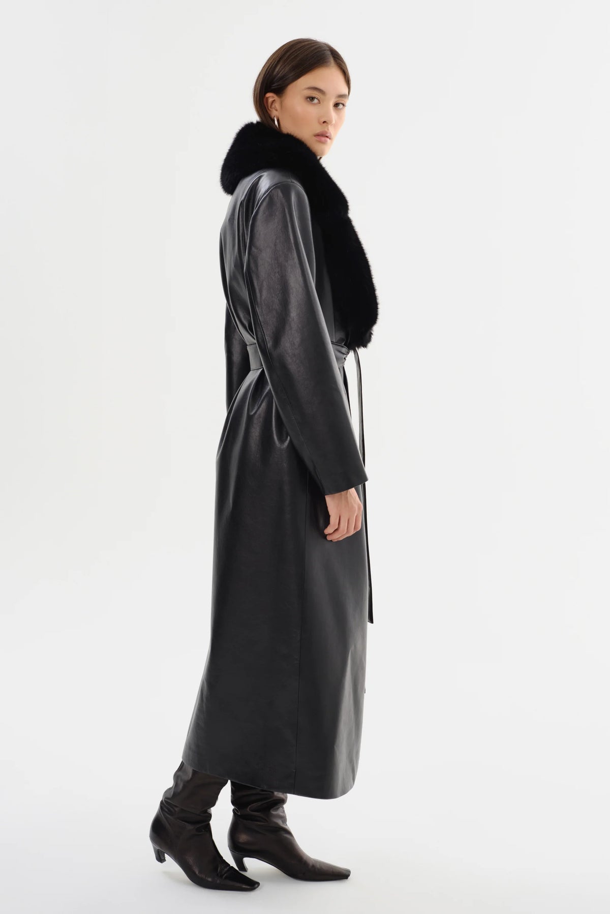 Sarita Recycled Leather Maxi Coat | Black