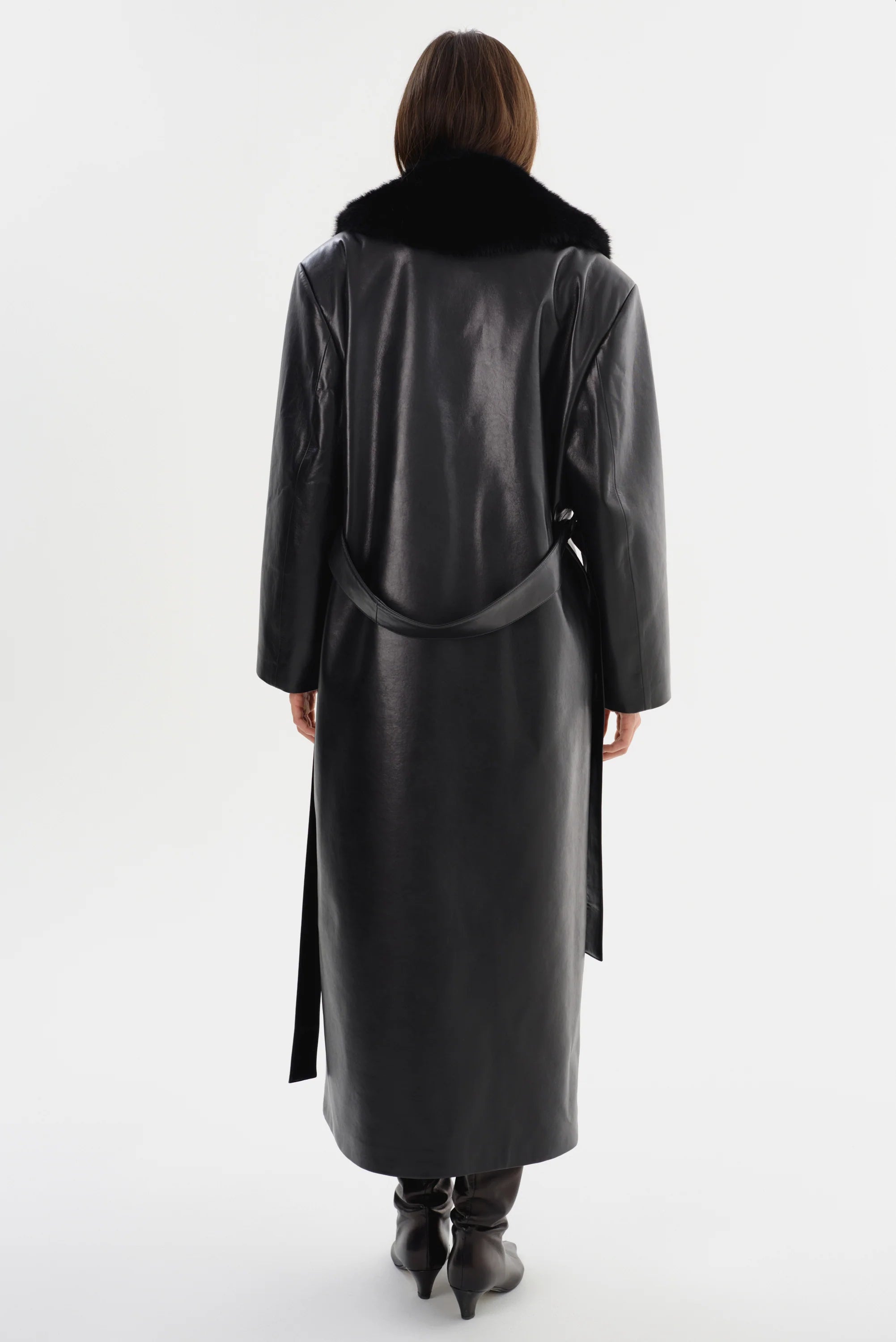 Sarita Recycled Leather Maxi Coat | Black