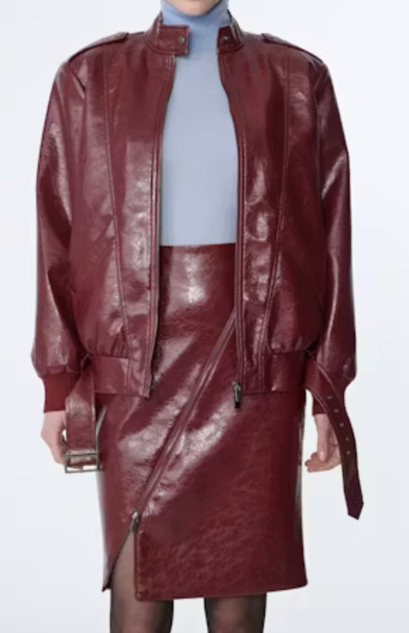 Keeley Belted Biker Jacket | Oxblood