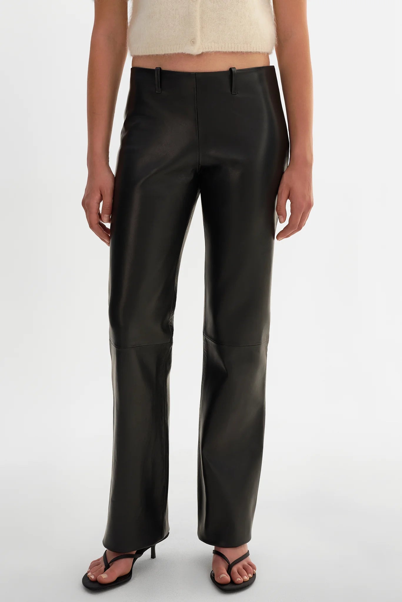 Tia Low Rise Leather Pants | Black