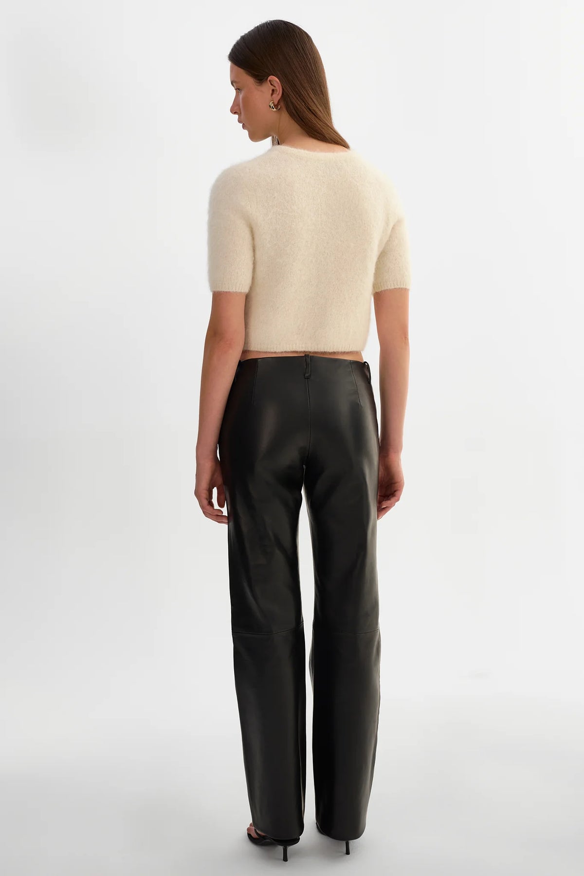 Tia Low Rise Leather Pants | Black