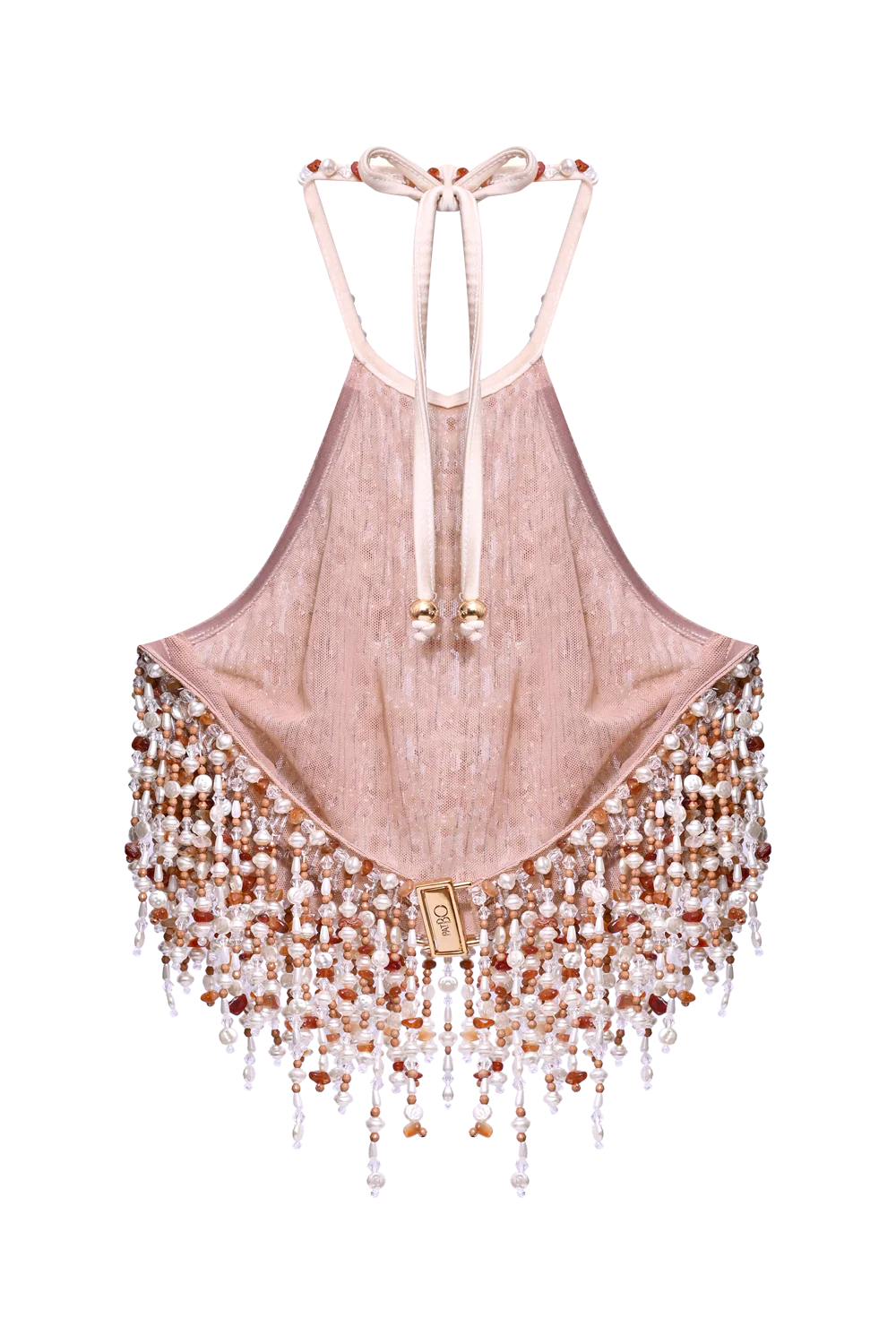 Pearl Dust Embroidery Halterneck Top