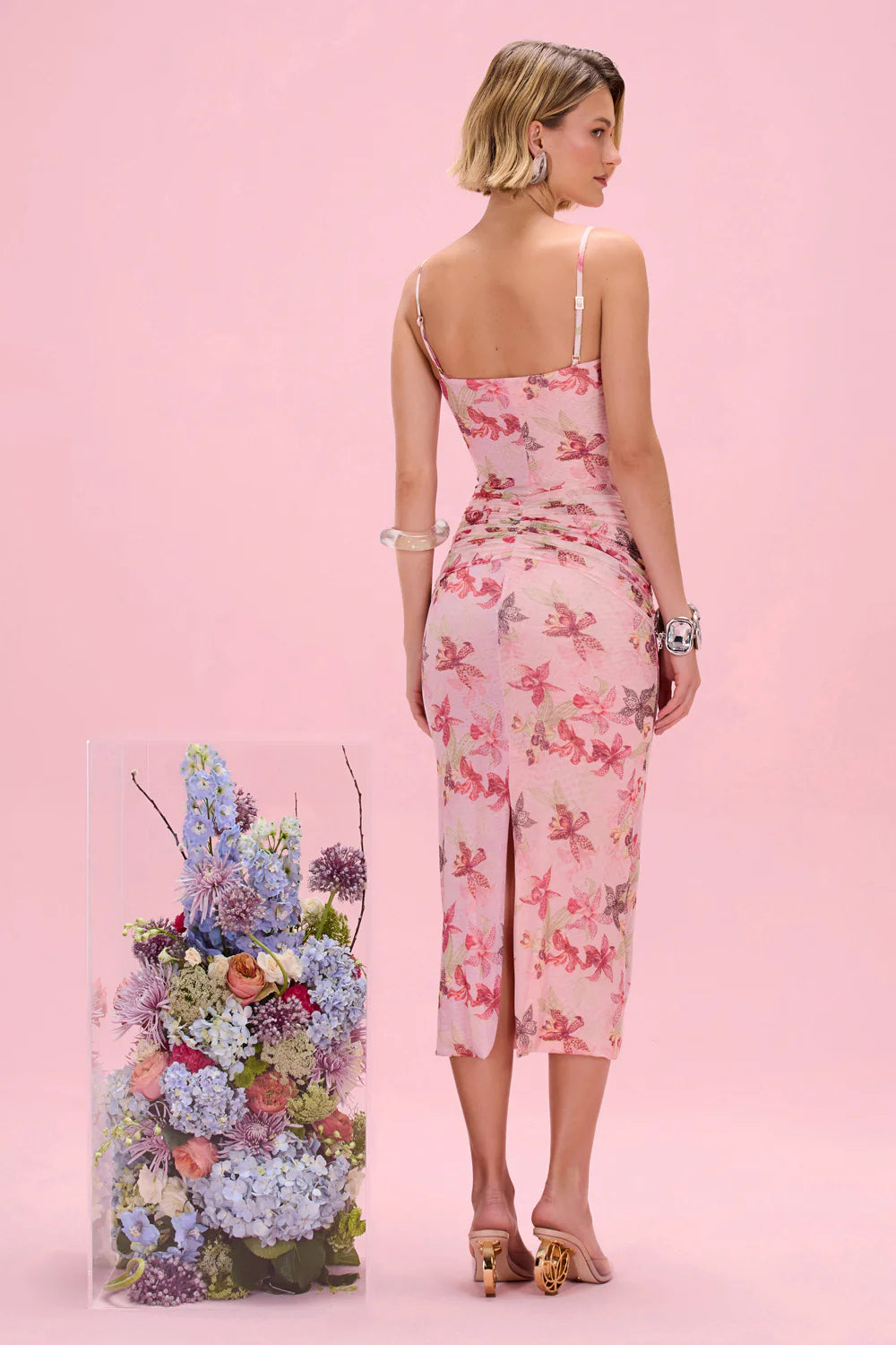 Orchid Bloom Chiffon Midi Dress