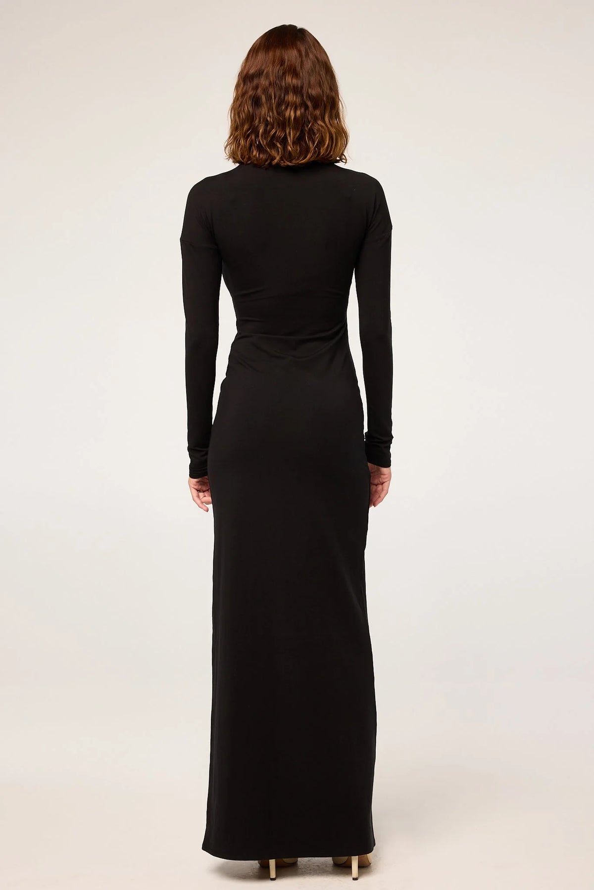 Abbi Keyhole Ribbed Jersey Dress | Black