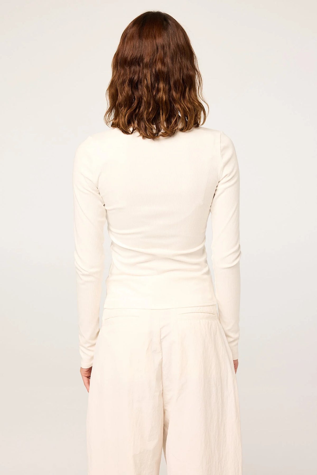 Clover White Ribbed Jersey Cardigan | White