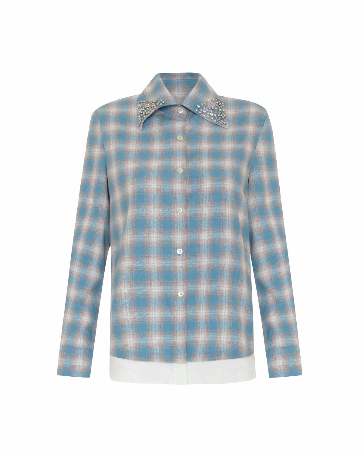 Europa Plaid Flannel Crystal Beaded Collar Shirt | Stillwater