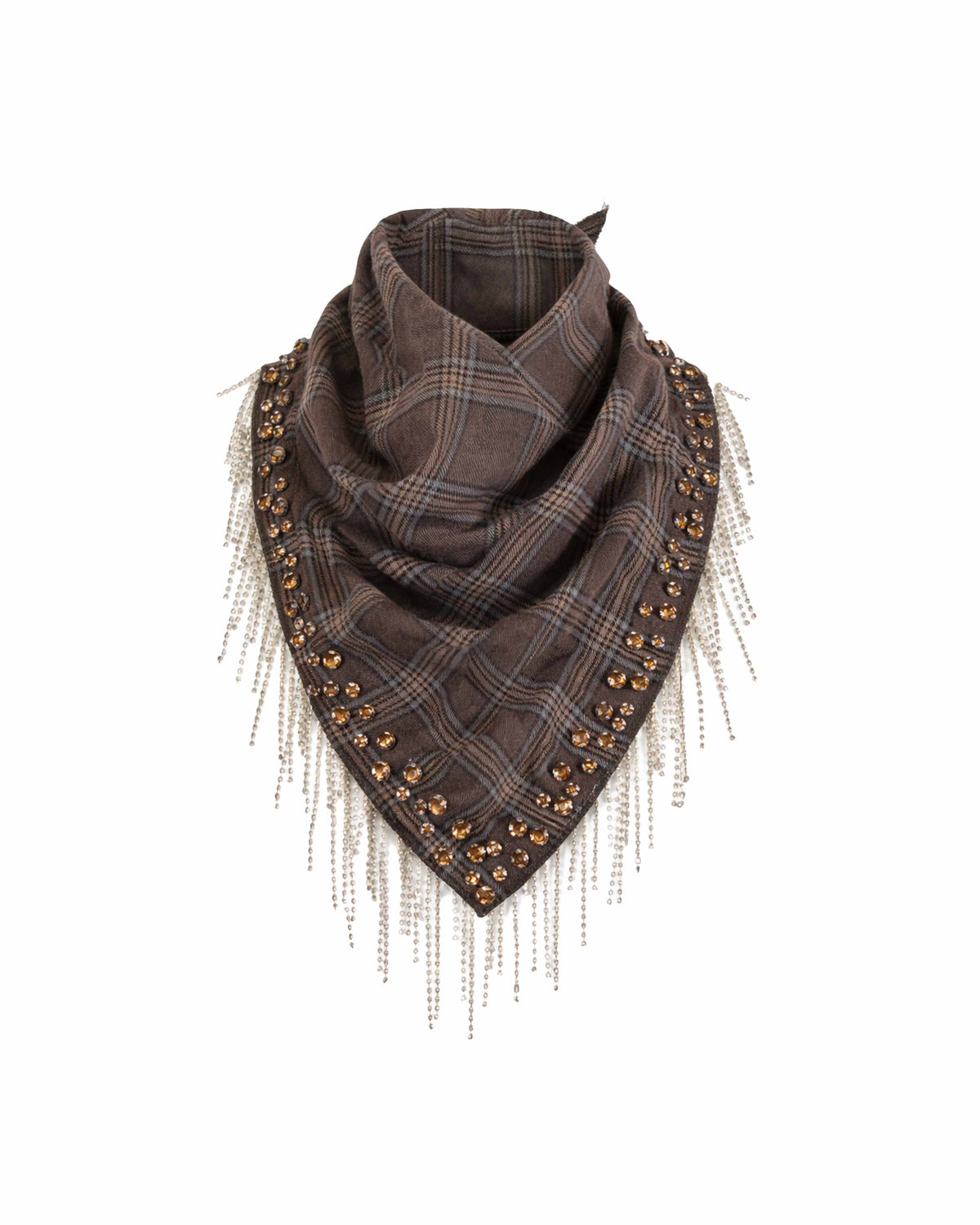 Europa Plaid Flannel Embellished Scarf | Huckelberry