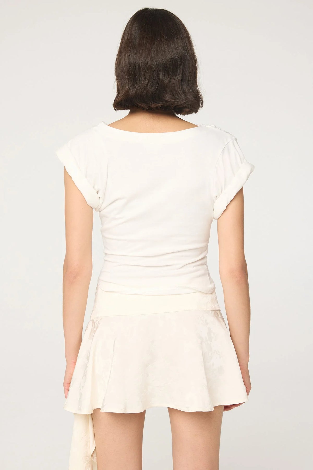 Francine Pleated Short Sleeve Tee | White