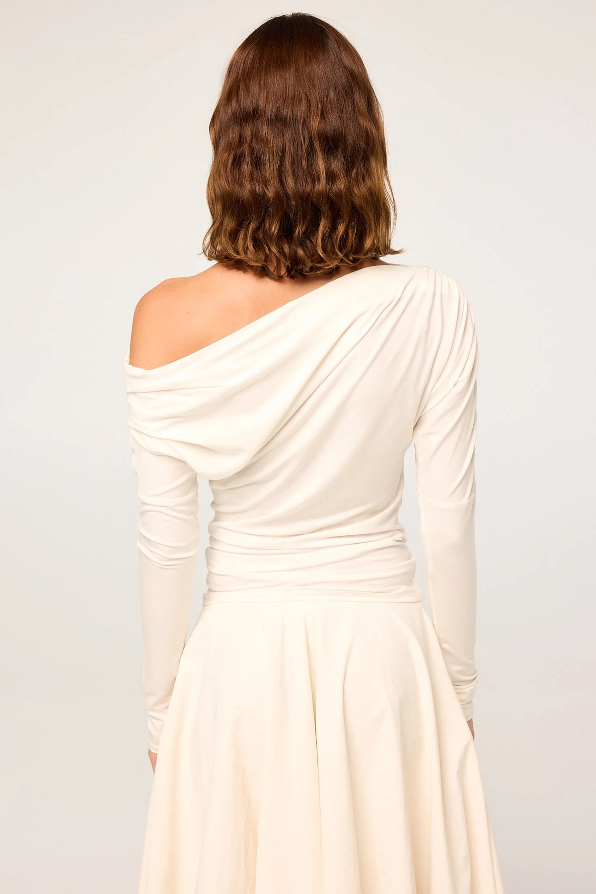 Jana Long Sleeve Draped Top | White