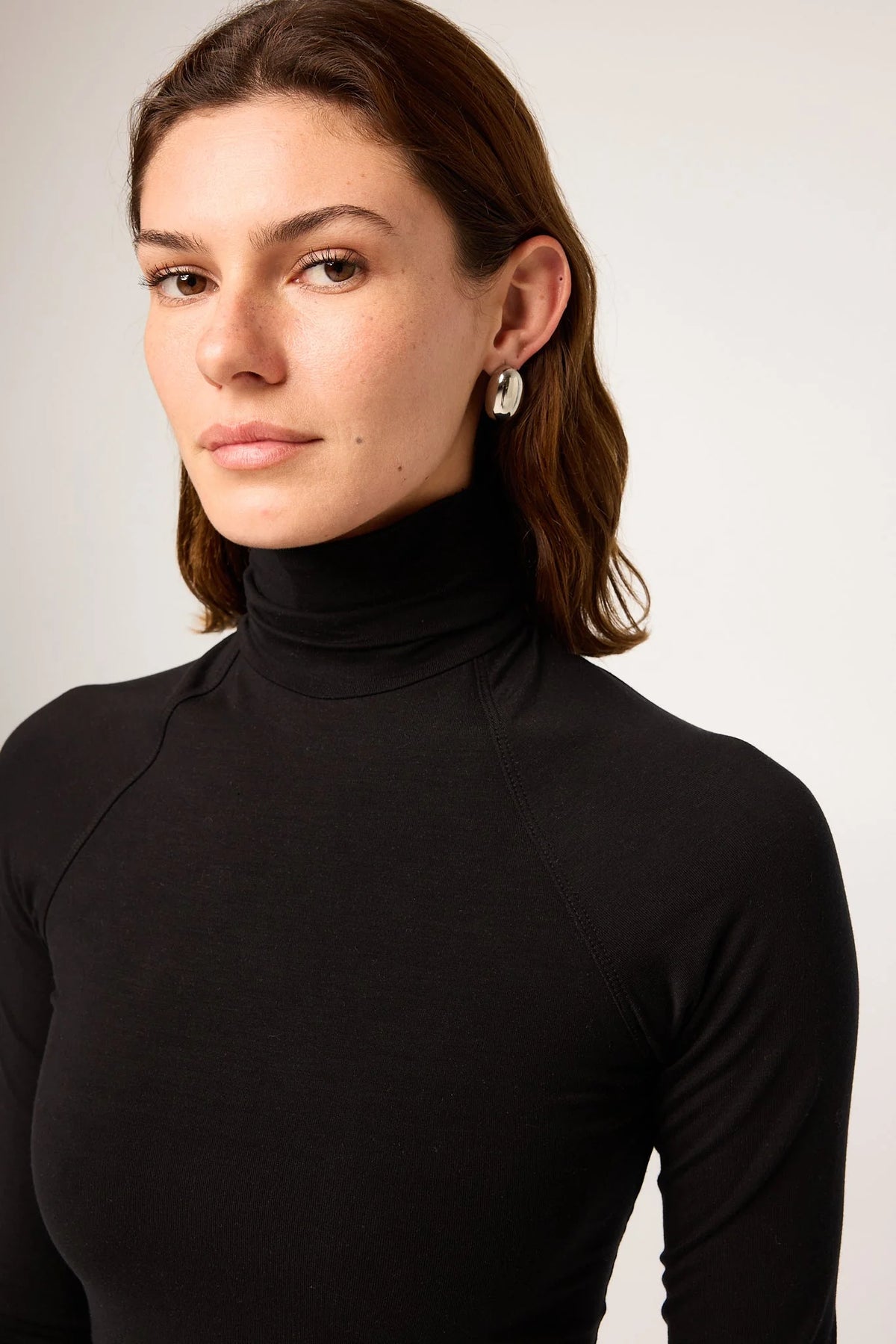 Margaux Long Sleeve Open Back Turtleneck Top | Black