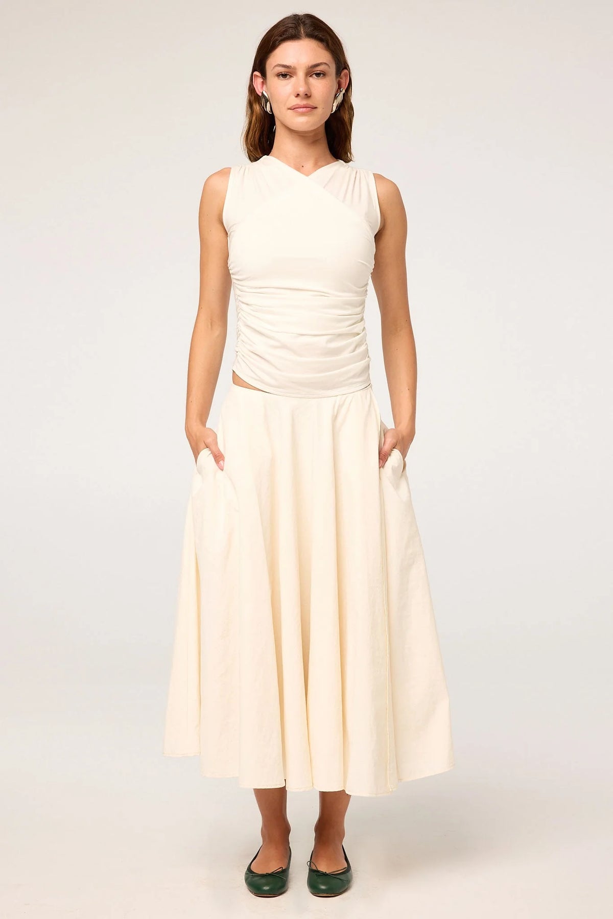 Ritsu A-Line Slit Midi Skirt | Off-White