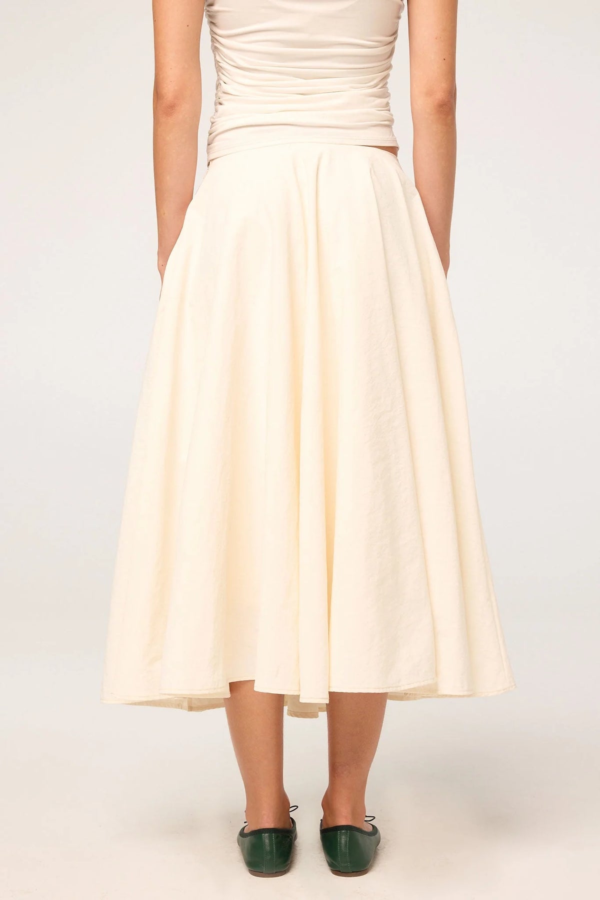 Ritsu A-Line Slit Midi Skirt | Off-White