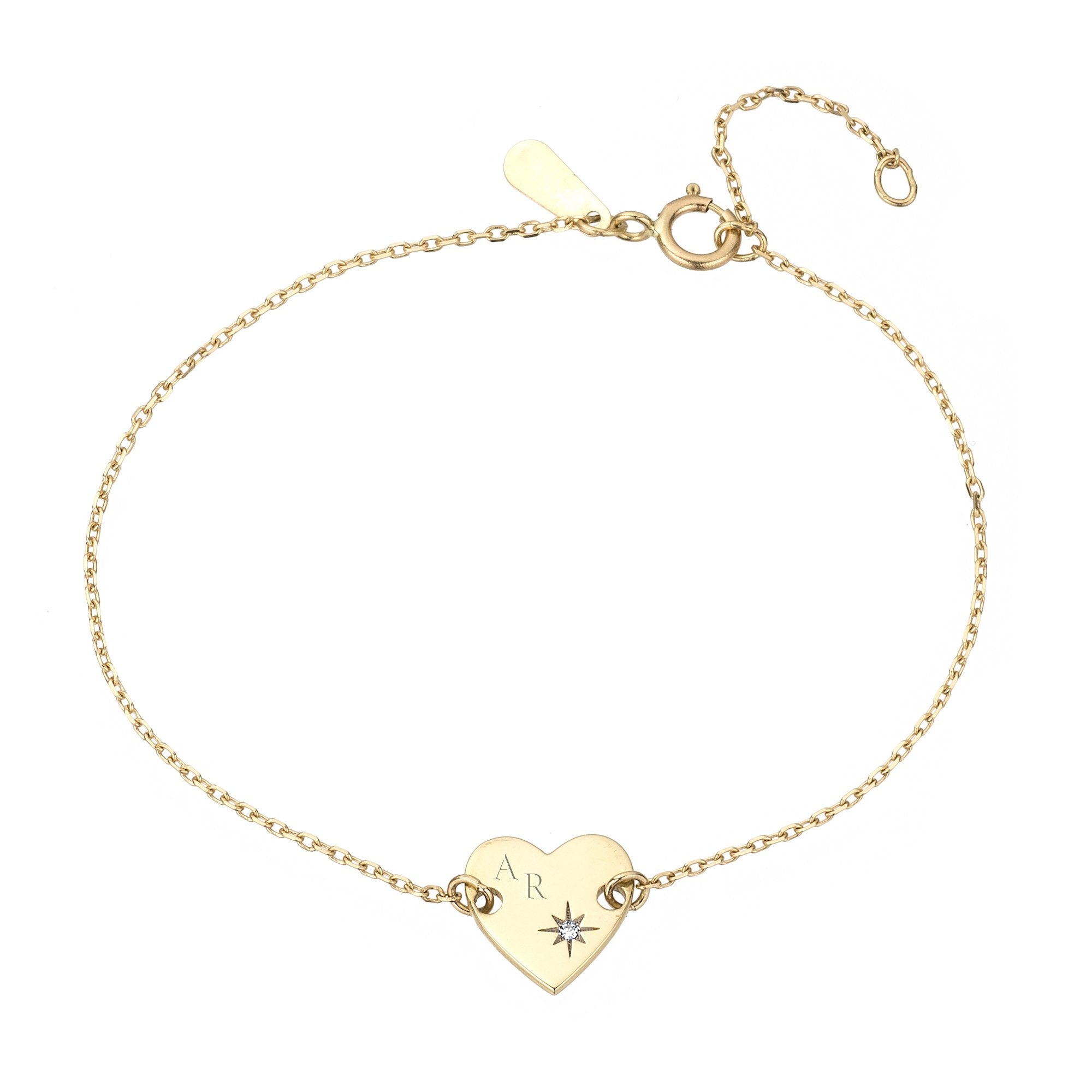 Tiny Diamond Heart Stamp Bracelet