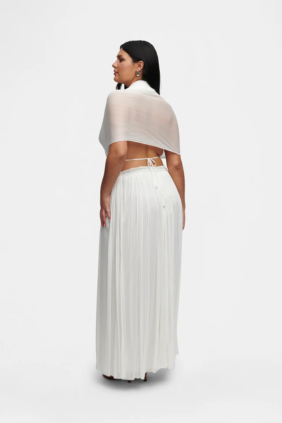 Silk Tulle Scarf | White