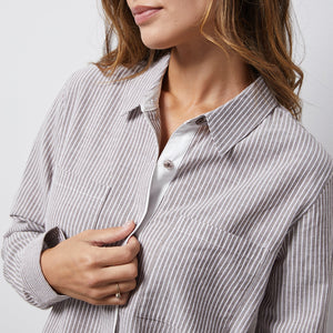 Monrow Stripe Poplin Relaxed Shirt