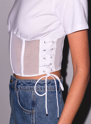 Fleur Du Mal Sabrina Corset T-Shirt | Ivory