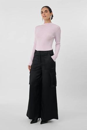 Toccin Maia Slik Satin Cargo Pants | Black