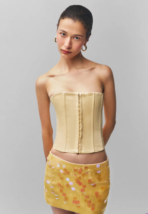 Danielle Guizio Low Rise Paillette Skirt | Honey Butter