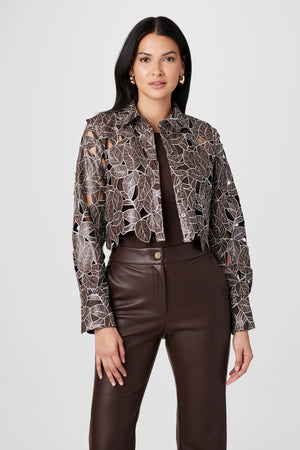 Toccin The Beatrix Lace Vegan Leather Top
