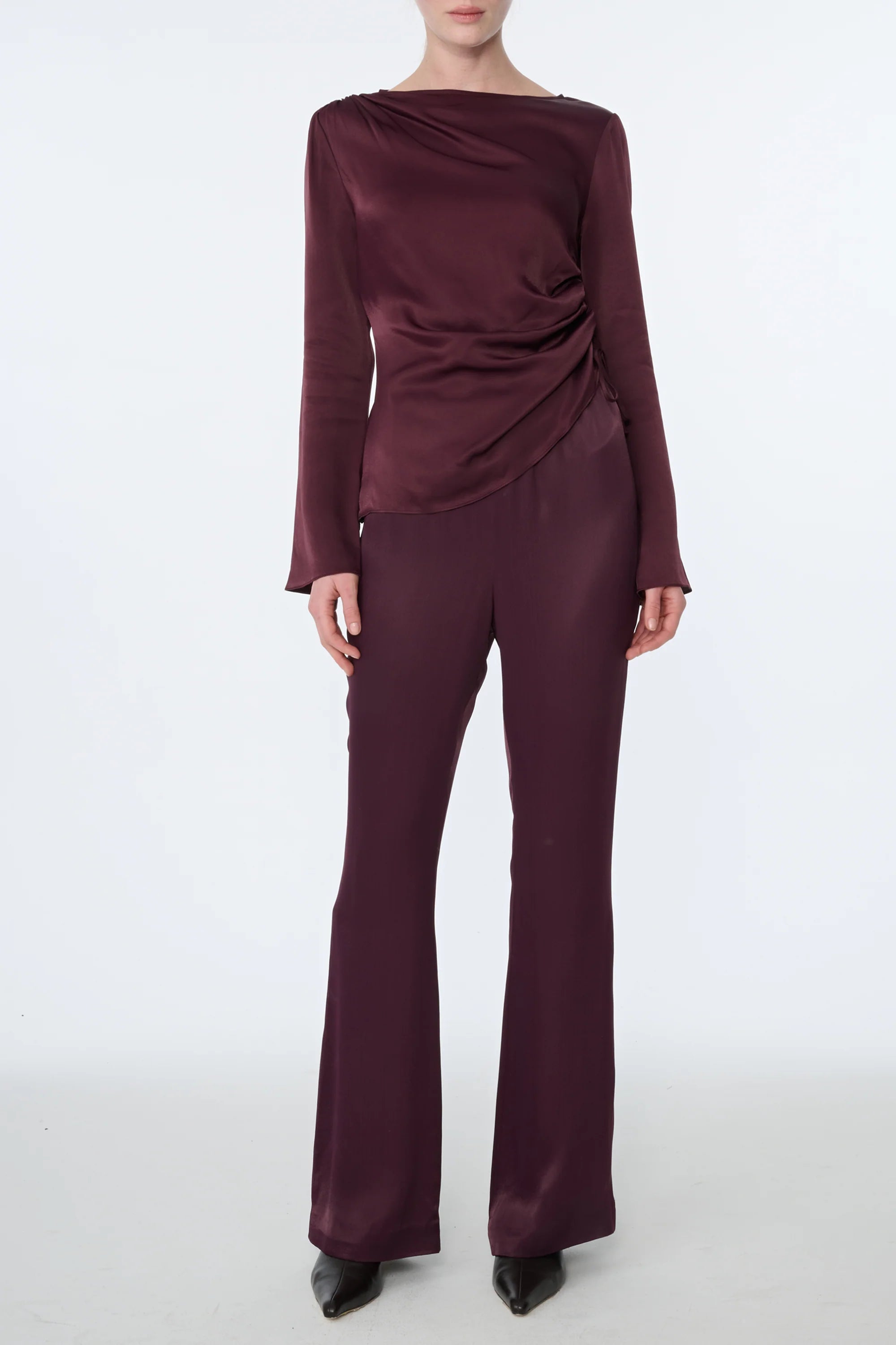 Cilina Long Sleeve Ruched Top | Fig